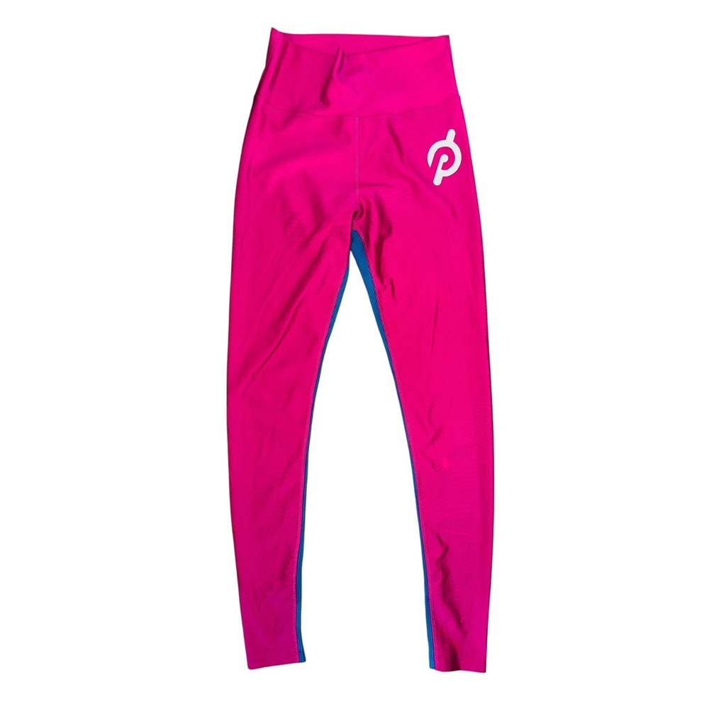 WB8 Peloton Show Up Rib Hot Pink Blue High Waist Athletic Leggings Medium Womens